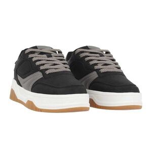 Fabric Childrens/Kids Panelled Court Trainers / Pink/Black/Gum